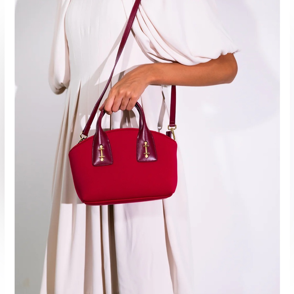 NWT Grayer Atelier Red Italian Leather and Neoprene Crossbody